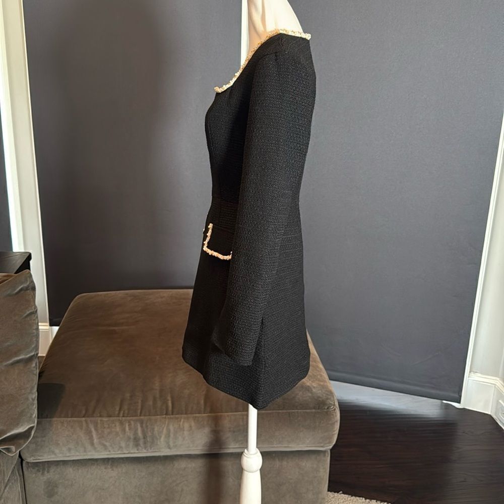 Women’s Short Black Dress Square Neck Faux Pearl-Like Trim **Tag L fits like M - Picture 16 of 16